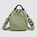 Mini sage green nylon shell backpack for women with woven handle and adjustable strap - Green