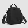 Mini black shell backpack in nylon with woven handle and wide shoulder strap - Black