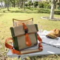 Bandolera de exterior en verde y caqui con correa naranja y gran capacidad - Caqui