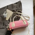 Borsa a tracolla rosa e beige a contrasto con dettaglio fiocco e tracolla sottile - Rosa