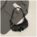 Glossy black crescent shoulder bag in moon shape with smooth patent finish - No Pendant / Black
