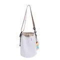 Borsa a tracolla in rete bianca con coulisse e tracolla regolabile in colore kaki - Con Ciondolo / Bianco Sporco