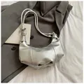 Sac à bandoulière argenté plissé avec finition métallique et doubles fines anses - Sans Pendentif / Petit / Argent