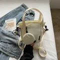 Bolso bandolera deportivo beige para mujer con estuche redondo y correa ajustable - Blanco Roto