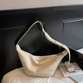 Minimalist cream white hobo bag with textured leather and wide shoulder strap - Off-white