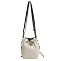Waterproof off-white checkered bucket bag with drawstring and black shoulder strap - Off White