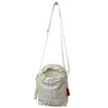 Minimalistische gebroken witte crossbodytas met trekkoord, logo en oranje label - Off-white Zonder Hanger