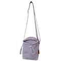 Lavendel paarse crossbody tas van nylon met trekkoordsluiting en borduursel - Paars Zonder Hanger