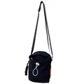 Minimalistische zwarte canvas crossbodytas met wit trekkoord en oranje label detail - Zwart zonder Hanger
