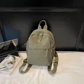 Mini sac à dos olive en nylon pour femme, style vintage décontracté et imperméable - Vert