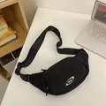 Minimalist black nylon sports waist bag featuring a white SLE logo and adjustable strap - Black
