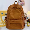 Caramel ginger large capacity student backpack with multi-pocket nylon functional design - Red-Brown No Pendant
