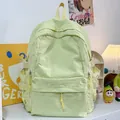 Cute light green student backpack with KOYILO embroidery and large capacity pockets - Green Without Pendant