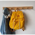 Yellow nylon drawstring backpack featuring YOU JIBEAR embroidery and stars for students - Yellow