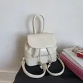 Off-white vintage style mini backpack with glossy finish and top handle - White Without Pendant