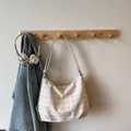 Sac fourre-tout à carreaux beige minimaliste avec bandoulière et patch logo - Sans Pendentif / Blanc Cassé