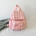 Quilted cloud backpack in soft cherry blossom pink with puffy aesthetic design - Pink