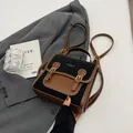 Chic black and brown retro backpack with vintage metal buckles and leather finish - No Pendant / Black
