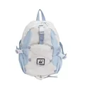 Sac à dos croisé d'extérieur en crème et bleu clair avec cordons roses et écusson pingouin - Bleu Grand