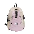 Sac à dos extérieur en beige et rose avec écusson pingouin et cordons élastiques - Rose Grand