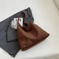 Large capacity retro brown frosted suede tote bag for women daily commute style - Brown