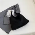 Minimalist black suede tote bag for women with large capacity and a soft matte finish - Black