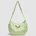 Lichtgroene nylon hobo-tas voor dames met verstelbare band en decoratieve trekkoorden - Groen