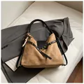 Brown frosted suede tote bag with black leather straps and bohemian bead charm - With Charm / Khaki
