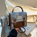 Blauer Jeans und braunes Leder Vintage Damen Rucksack lässiger Handtasche Stil - Blau