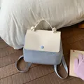 Chic cream and light blue color-block mini backpack with sparkling rhinestone embellishments - Blue White