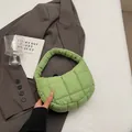 Chic light green quilted puffy hobo bag in a stylish nylon finish for daily use - Grass Green