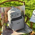 Sac à dos de sport en nylon gris clair grande capacité avec sangles et poche en filet - Gris