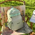 Sac à dos minimaliste vert clair avec poche filet et logo BOGEWADE en plein air - Vert