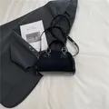 Chic black patchwork Boston bag with matte suede texture and adjustable shoulder strap - No Pendant / Black