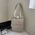 Minimalist beige laptop bag with front pocket and double zippers for daily commute - Off-white