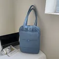 Borsa porta PC trapuntata blu morandi in nylon impermeabile con tasca frontale - Blu