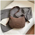 Vintage brown frosted hobo crossbody bag for women featuring a stylish metal eyelet strap - No Pendant / Brown