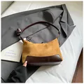 Vintage leopard print suede underarm bag in tan brown and dark leather patchwork - Brown No Pendant