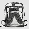 Clear PVC transparent backpack with black trim and front zipper pocket for school - Black