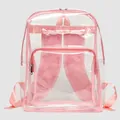 Transparent PVC backpack with pink trim and adjustable straps for school or travel - Pink