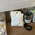 Sac seau matelassé blanc en coton avec bandoulière chic et boucle noire - Blanc Sans Pendentif