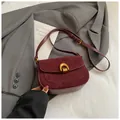 Vintage burgundy saddle bag in suede leather with adjustable strap and gold buckle - Wine Red Without Pendant