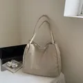 Minimalistische beige Tragetasche mit großem Fassungsvermögen aus leichtem Stoff - Gebrochenes Weiß