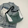 Large capacity messenger bag in pea green and white contrast with nylon fabric - Green
