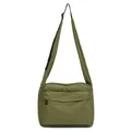 Petit sac bandoulière en nylon vert olive imperméable avec double fermeture éclair - Vert