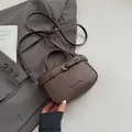 Brown leather handbag with fashion buckle and adjustable strap for women - Brown No Pendant