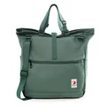 Grey-green large capacity shoulder bag with durable nylon fabric and front zipper - Green