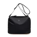 Sac à bandoulière en nylon noir imperméable avec logo argenté et sangle ajustable - Noir