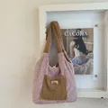 Pink leopard print sherpa tote bag with brown plush pocket and Yes Honey label - Pink