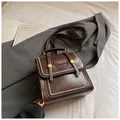 Chic dark brown faux leather backpack with contrast stitching for a trendy look - Coffee without Pendant